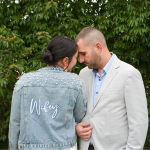 David’s Bridal jean “wifey” jacket